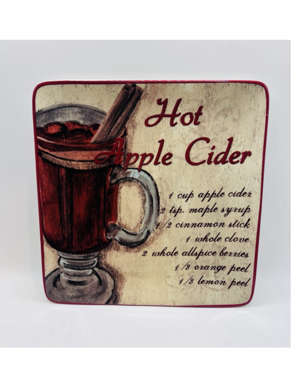 Hot Apple Cider Recipe Square Plate 8.25” Certified International Debbie Dewit